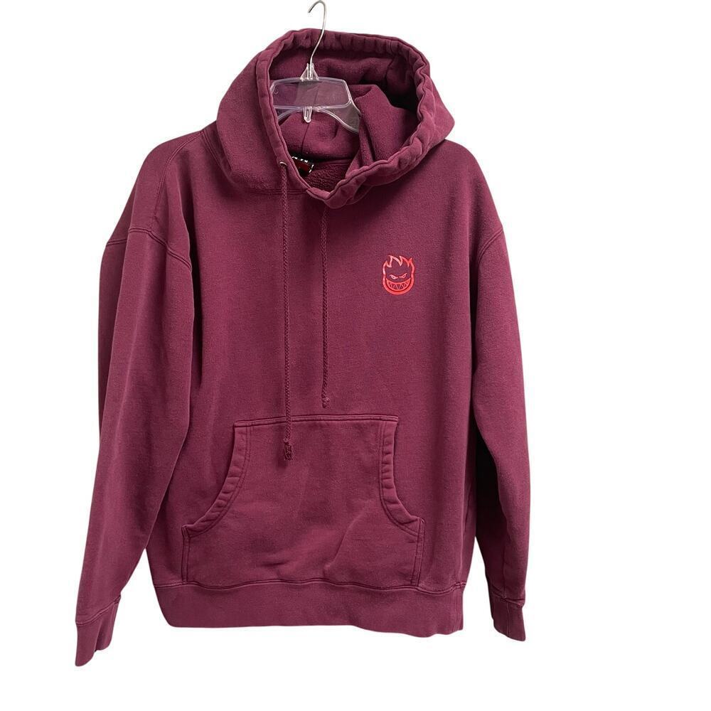 Vtg Y2K Spitfire The End Hoodie Sweatshirt Mens Medium Maroon Spiral Pullover